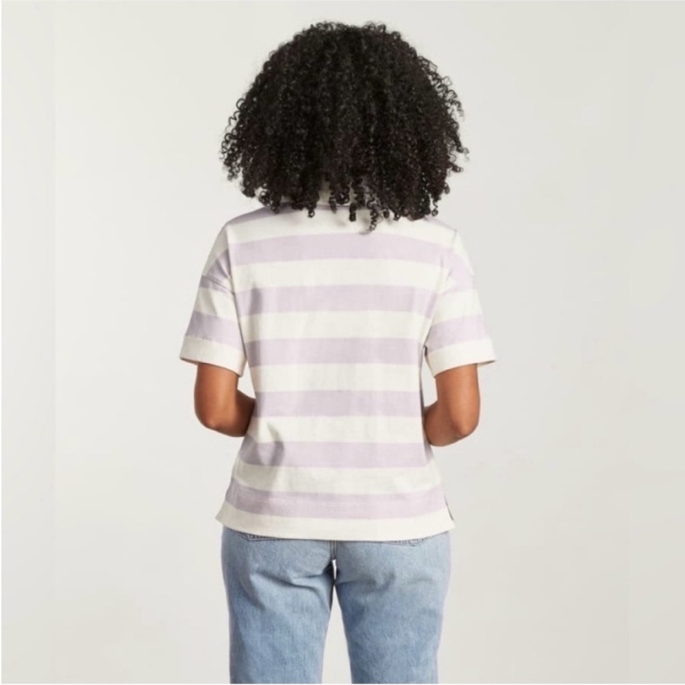 Everlane Short Sleeve The Retro Jersey Purple & White - Picture 2 of 4
